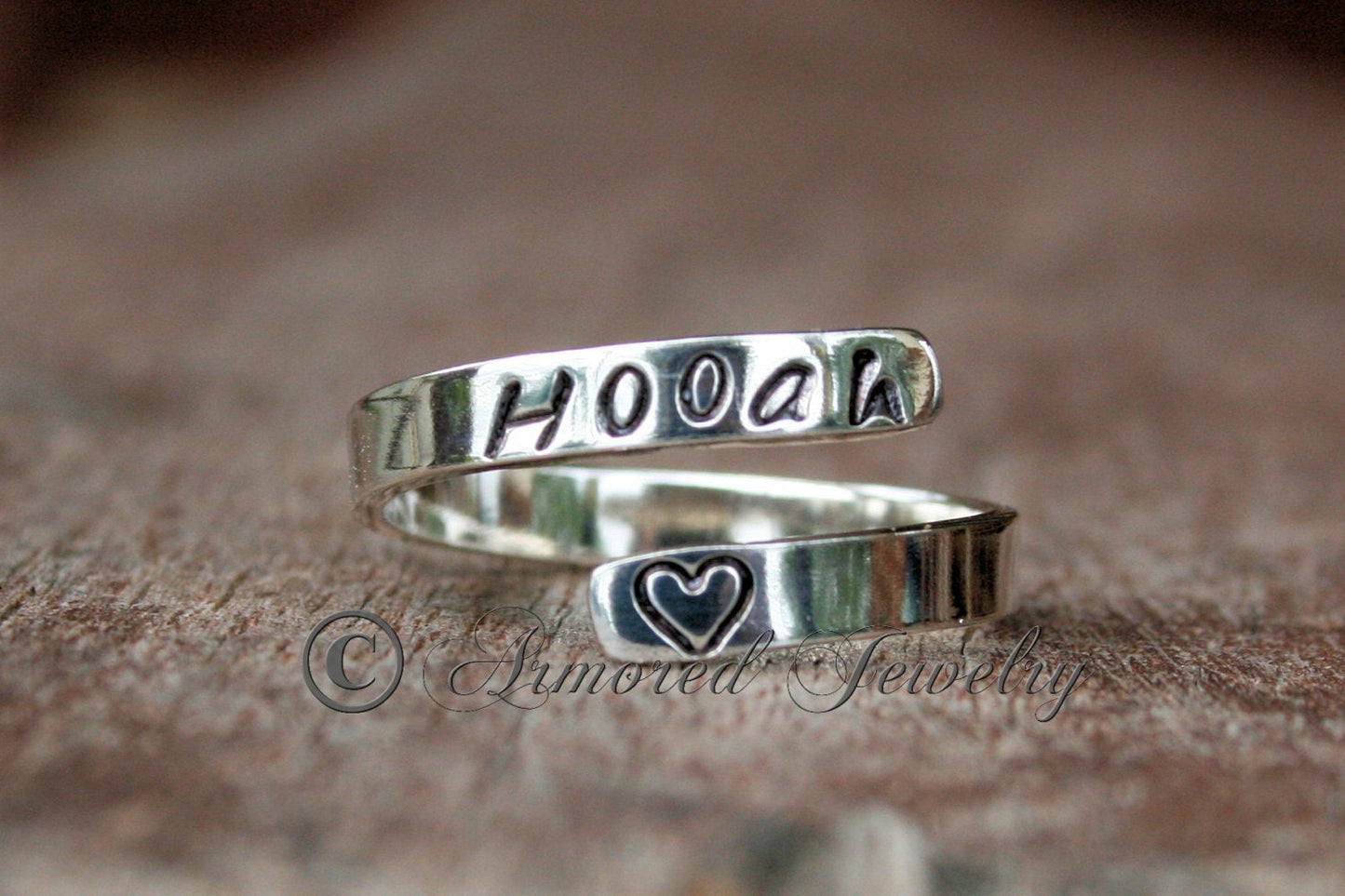 Personalized Wrap Ring, Sterling Silver Custom Ring, Military Ring