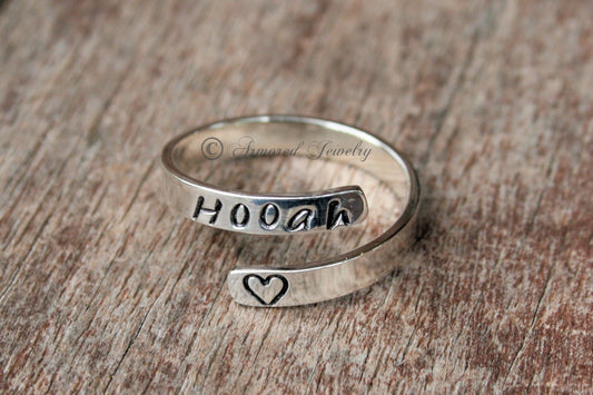 Personalized Wrap Ring, Sterling Silver Custom Ring, Military Ring