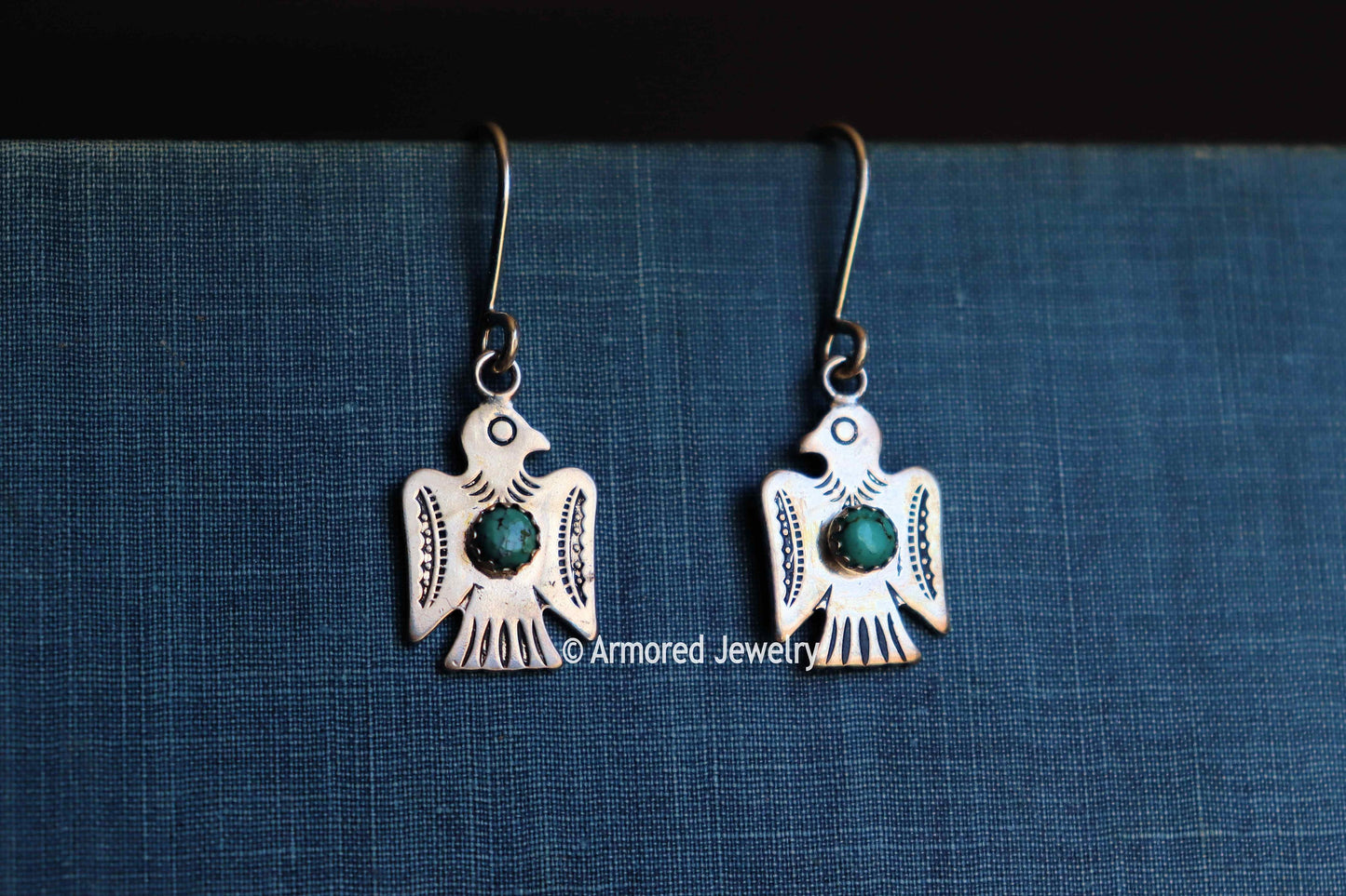 Sterling Silver Thunderbird Turquoise Earrings