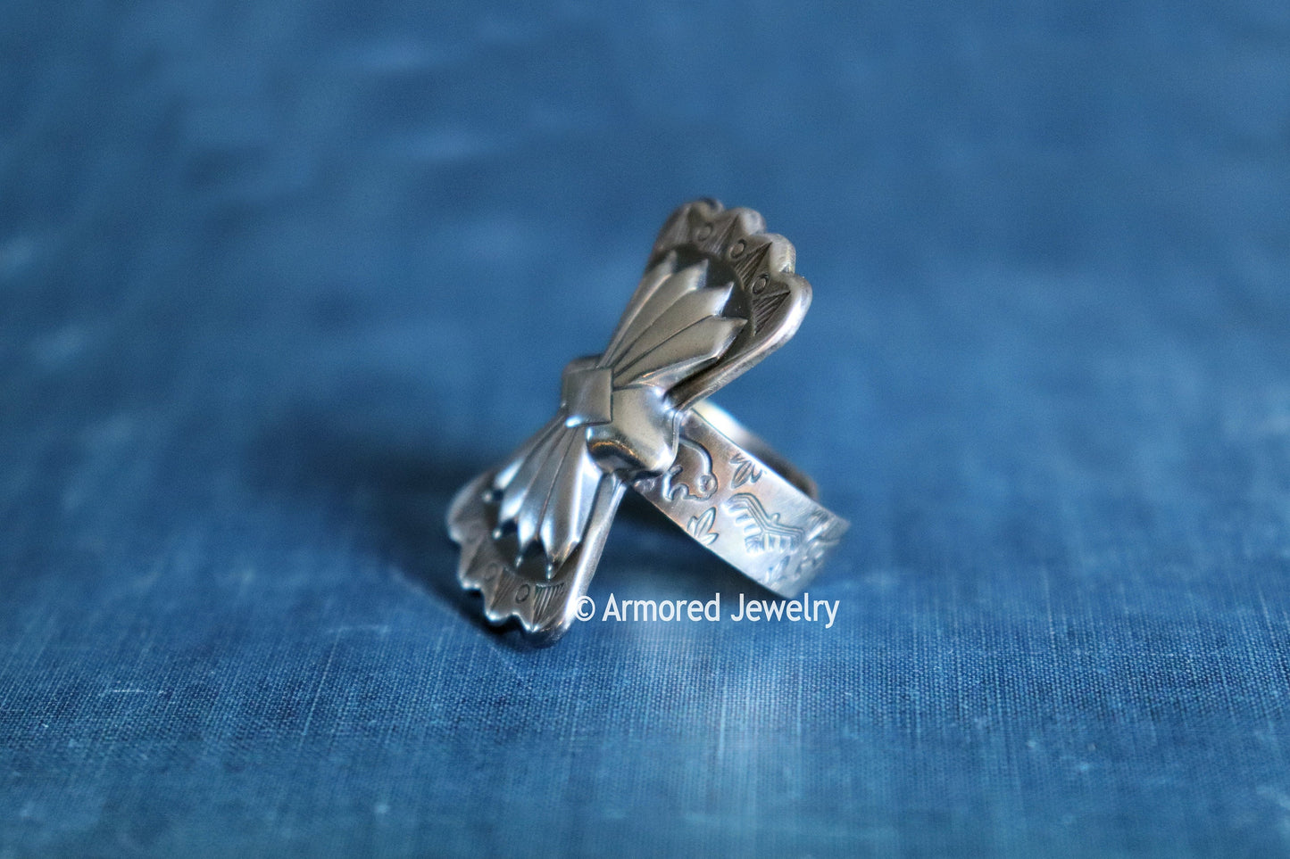 Sterling silver butterfly concho ring