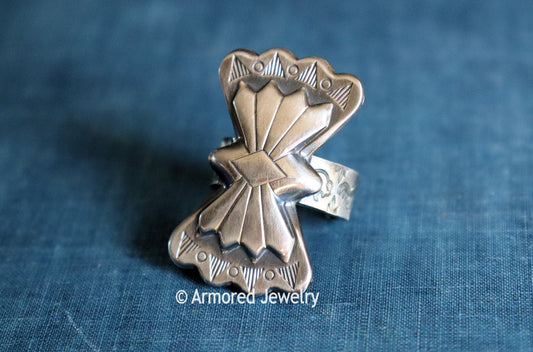 Sterling silver butterfly concho ring