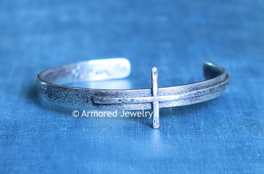 Sterling Silver Faith Cross Cuff Bracelet