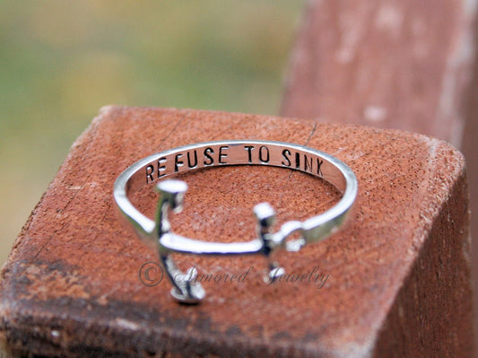 Sterling Silver Personalized Anchor ring