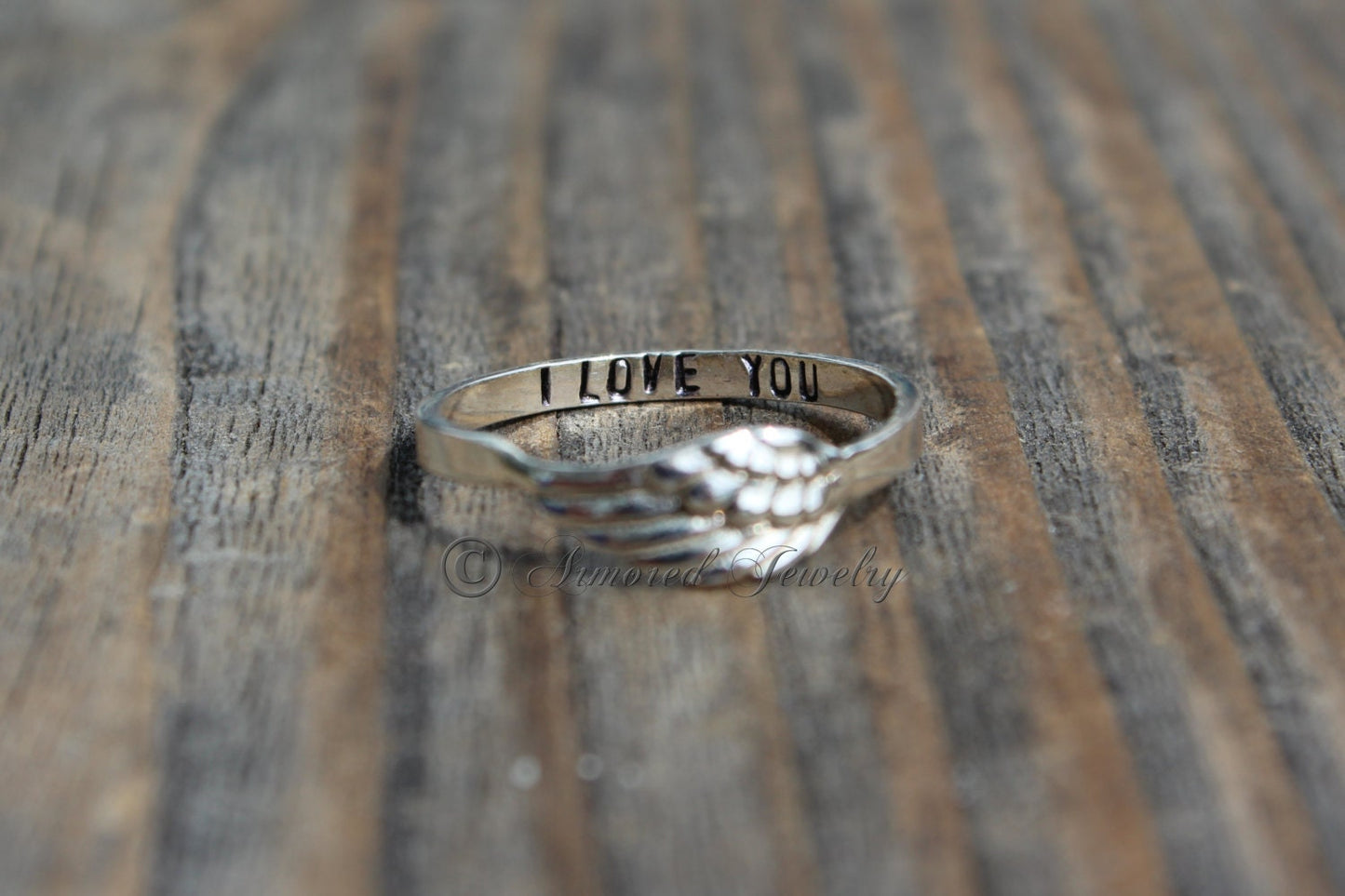 Personalized Customized Sterling Silver Wing 4 Ring